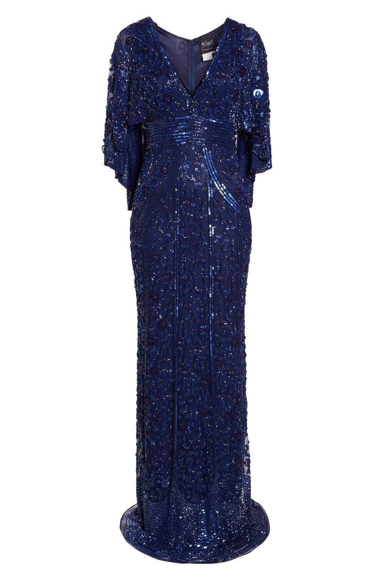 Mac Duggal Sequin Cape Sleeve Gown, Alternate, color,