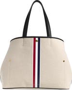 Thom Browne Stripe Cotton Canvas Tote