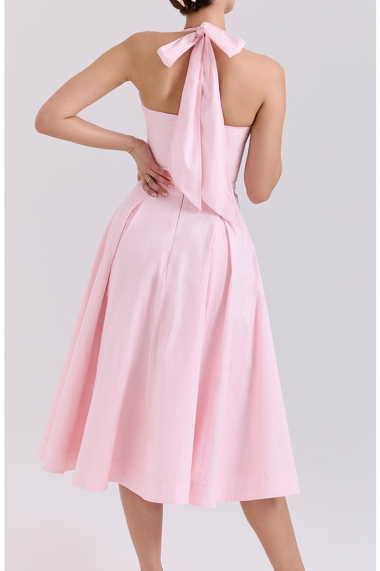 allena halter stretch cotton midi dress House OF CB Corset-Bodice Stretch-Cotton Midi Dress