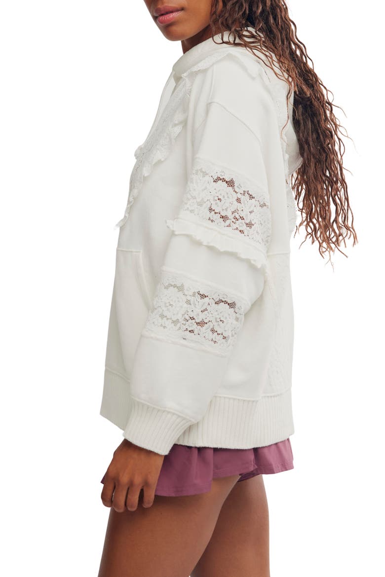 FP Movement Studio Tunic Hooded Lace Trim Sweatshirt, Alternate, color, IVORY