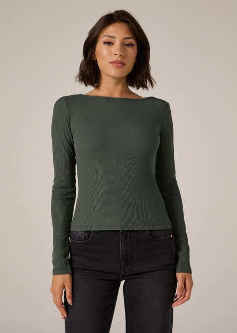 Modal Ribbed Boatneck Top