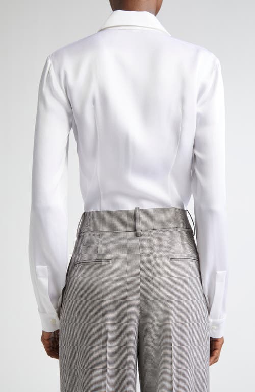 Michael Kors Collection Hansen Charmeuse Button-up Shirt In White