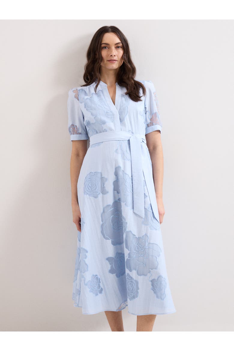 Queenie Belted Midi Dress, Alternate, color, Blue