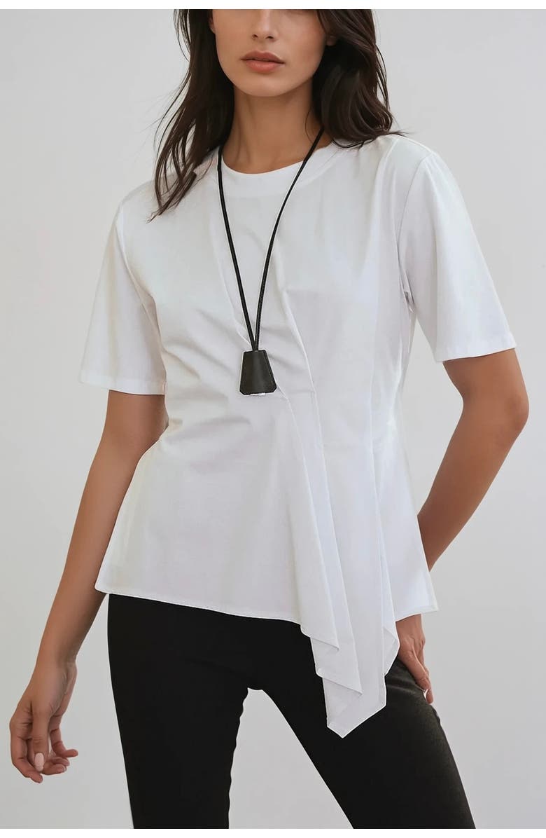 Sisterly Élise Asymmetric Drape Top, Alternate, color, White