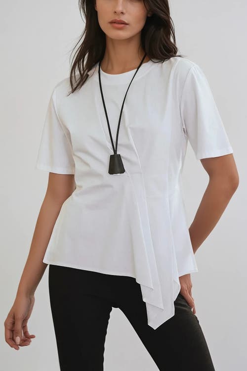 Sisterly Élise Asymmetric Drape Top In White