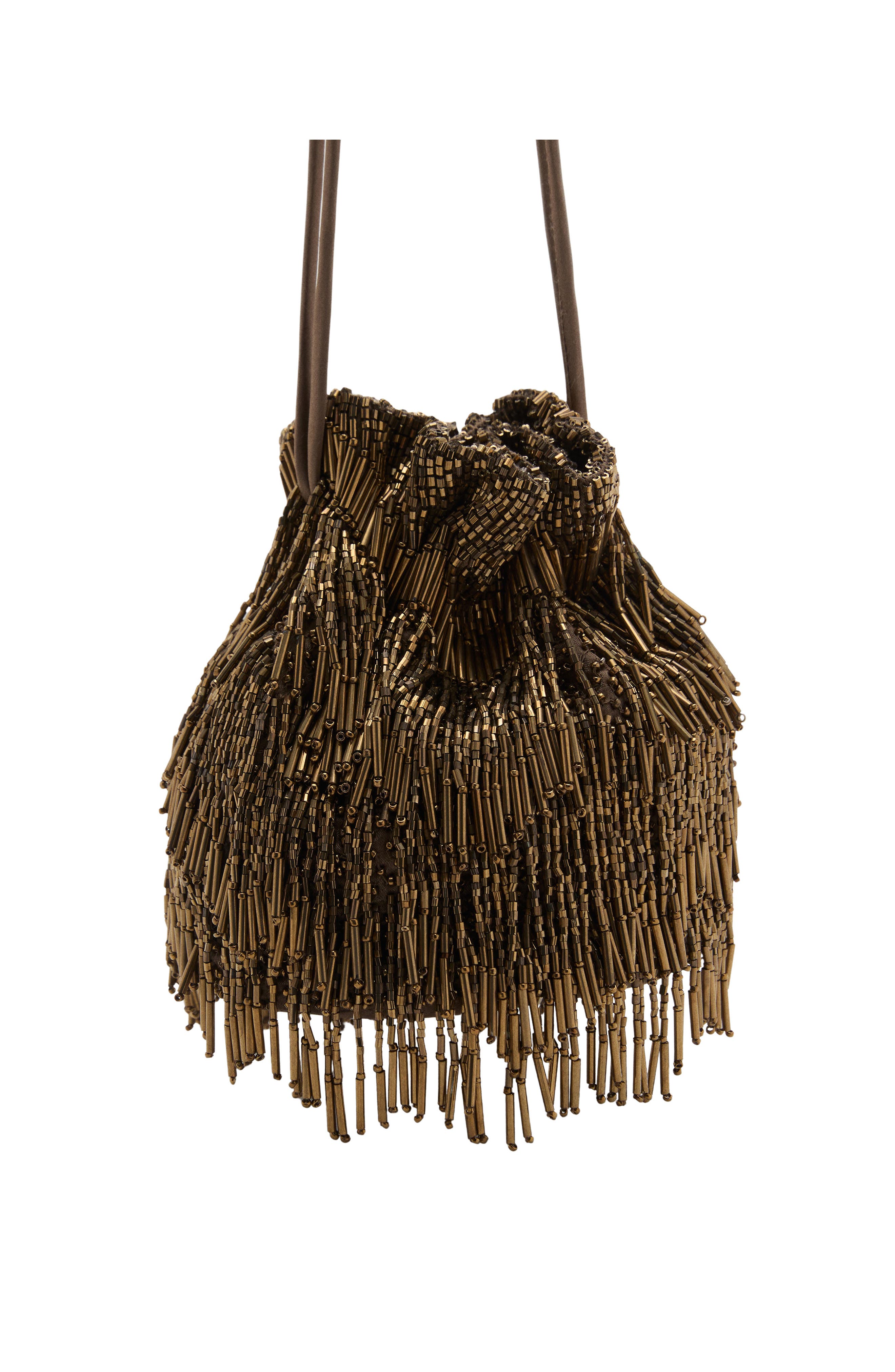 MANGO Beaded Drawstring Bucket Bag, Alternate, color, 