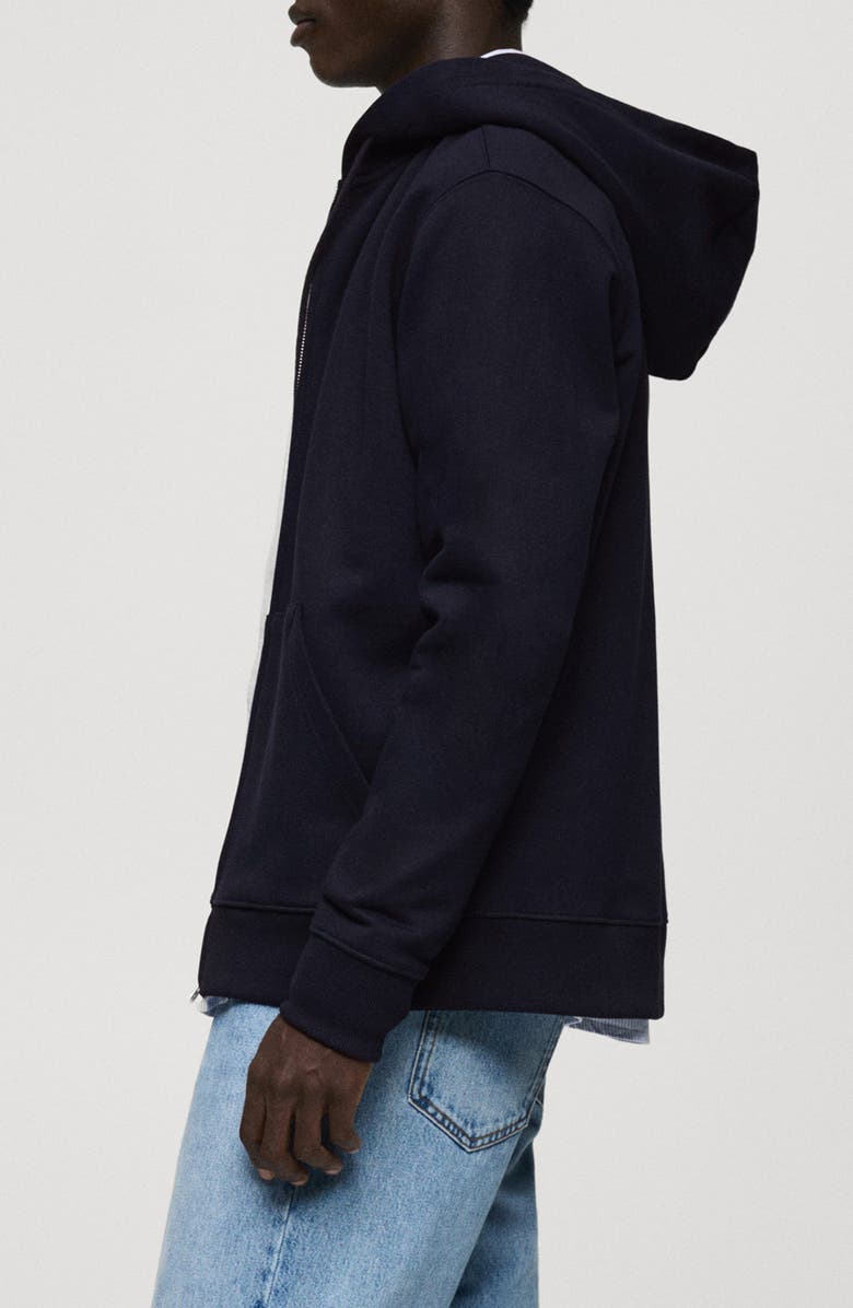 MANGO Zip-Up Cotton Blend Sweatshirt, Alternate, color, Dark Navy