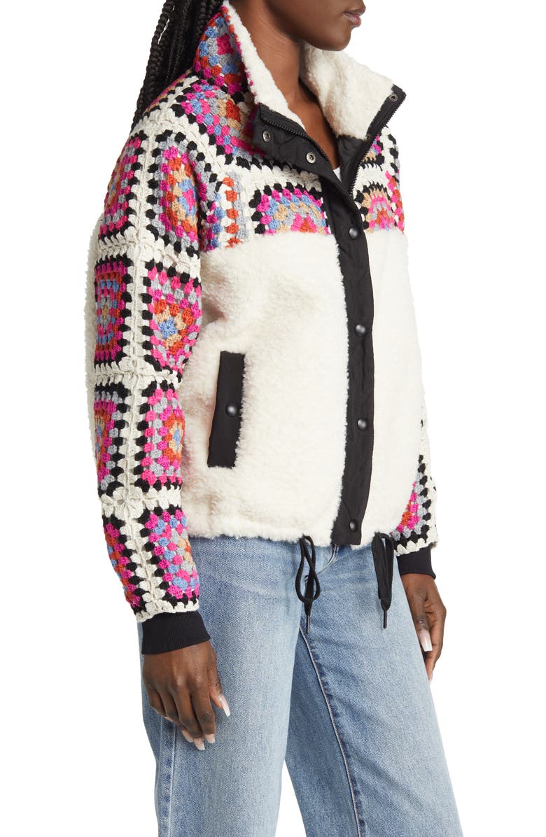 BLANKNYC Crochet Faux Shearling Zip Jacket, Alternate, color,