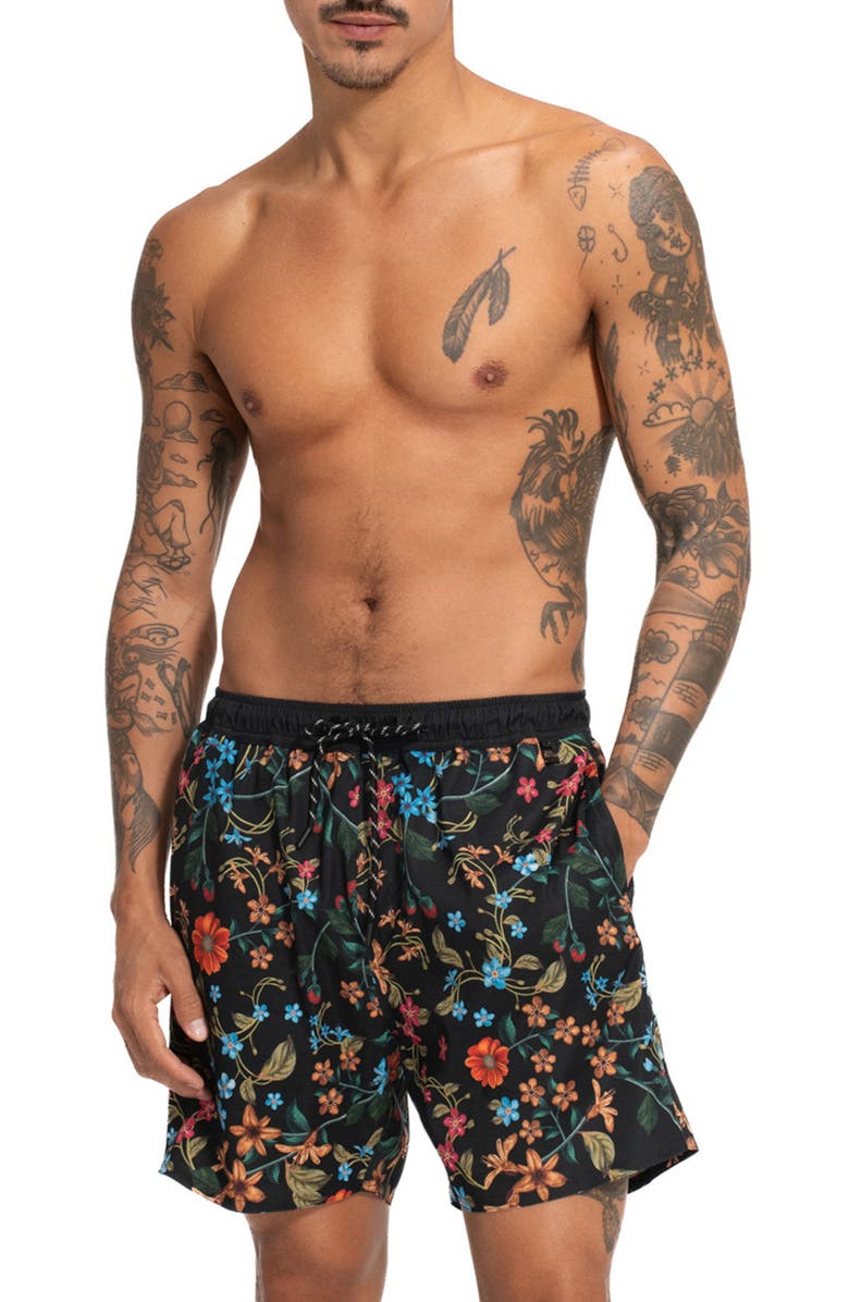 Agua Bendita Joe Swim Trunks, Main, color, Brown Multi