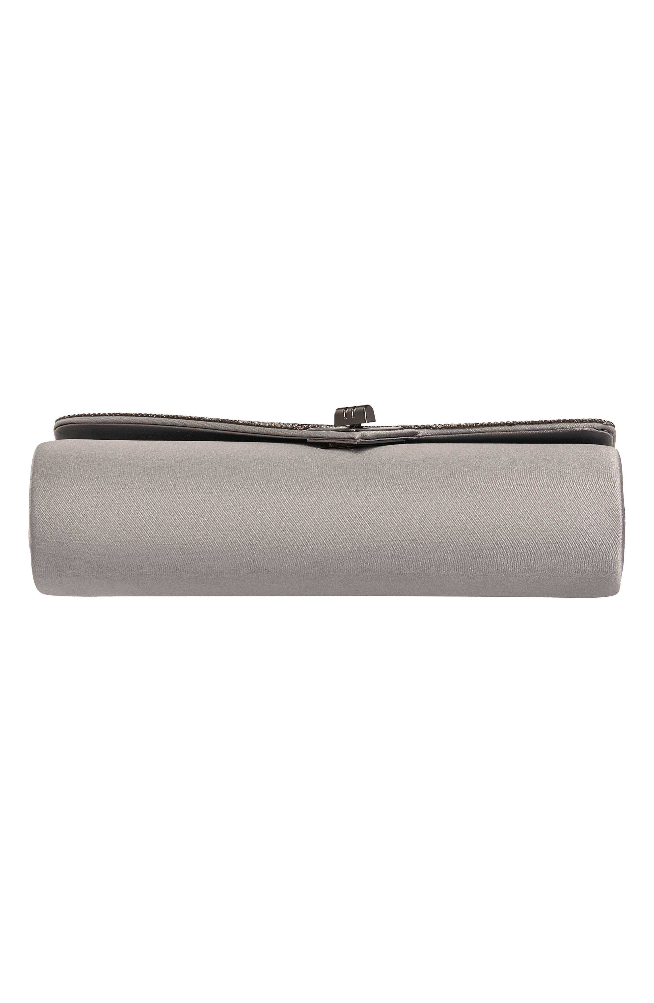Chic Rhinestone & Satin Envelope Clutch, Alternate, color, PEWTER