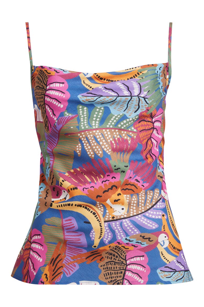Tropical Print Satin Camisole, Alternate, color, WILD BERRY