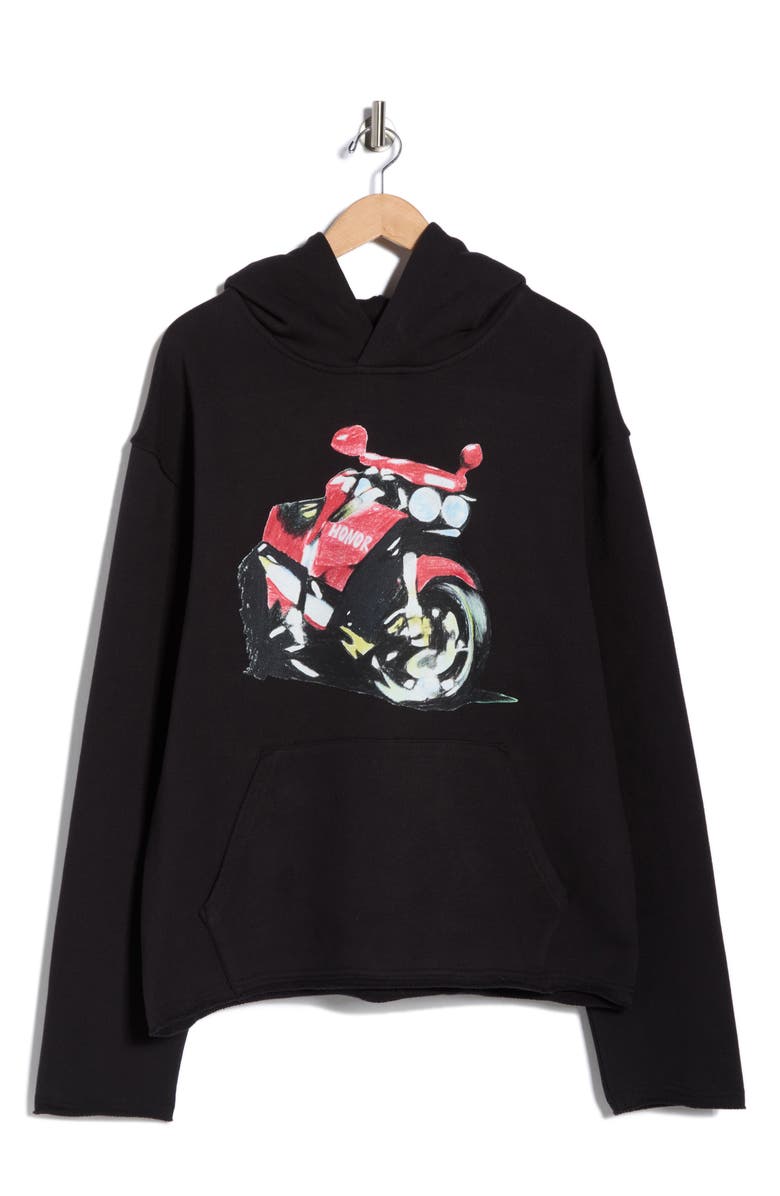 HONOR THE GIFT Speedbike Graphic Hoodie, Main, color, Black