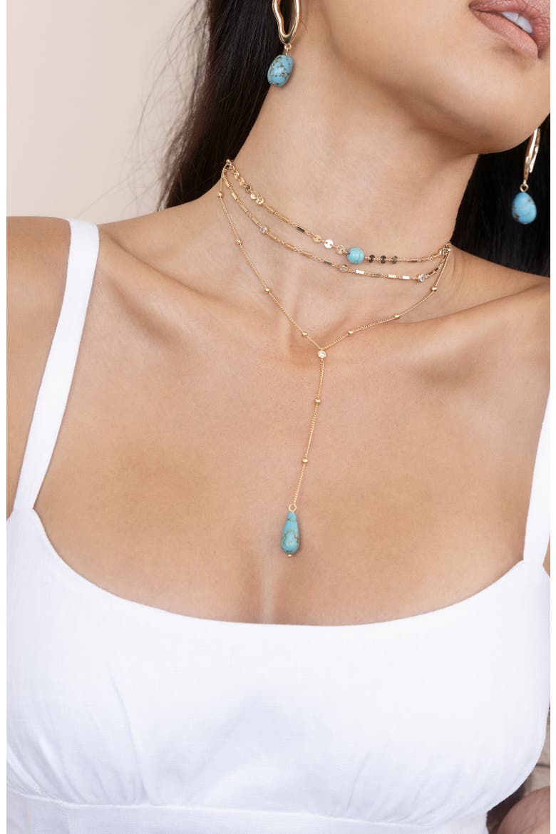 Layered Y-Necklace, Alternate, color, TURQUOISE