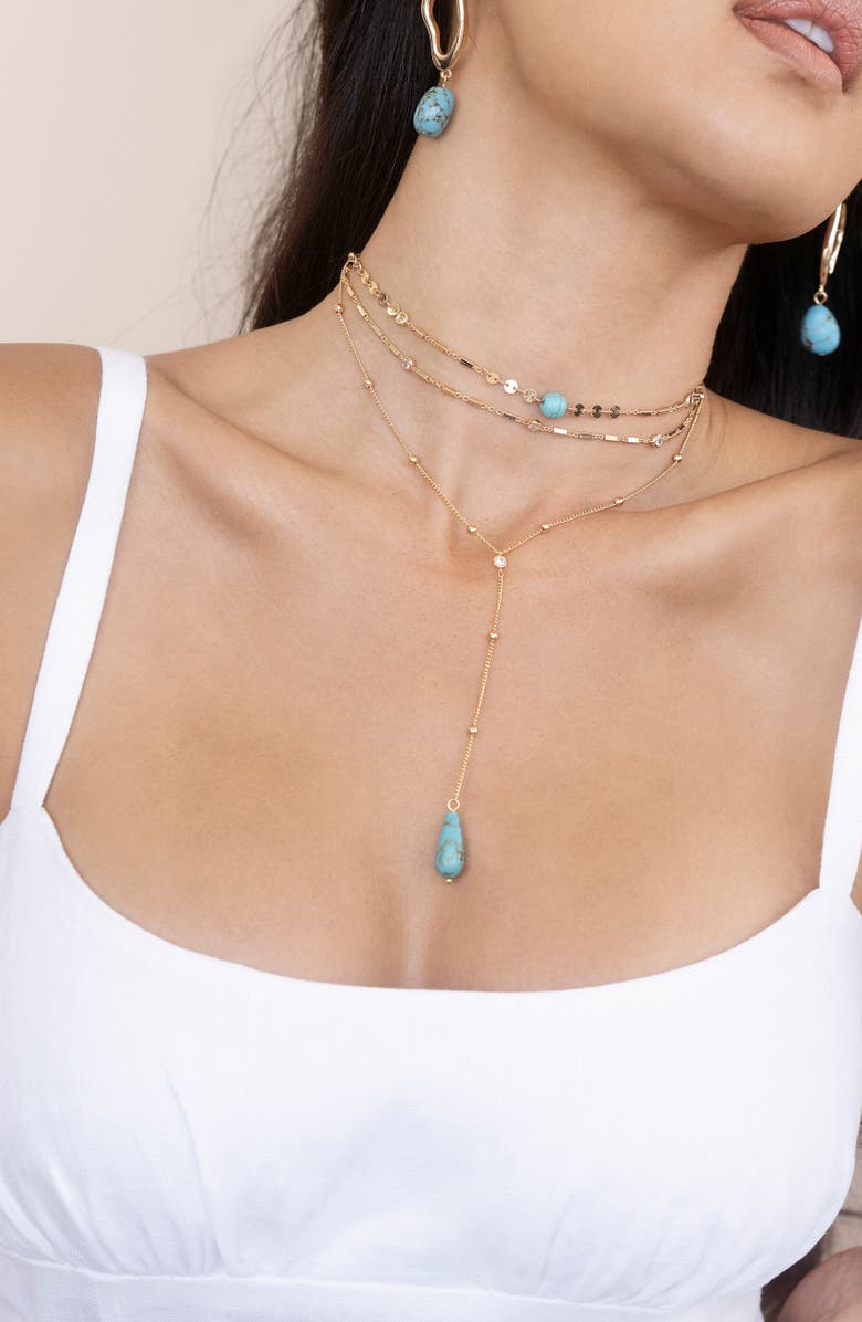 Ettika Layered Y-Necklace, Alternate, color, Turquoise
