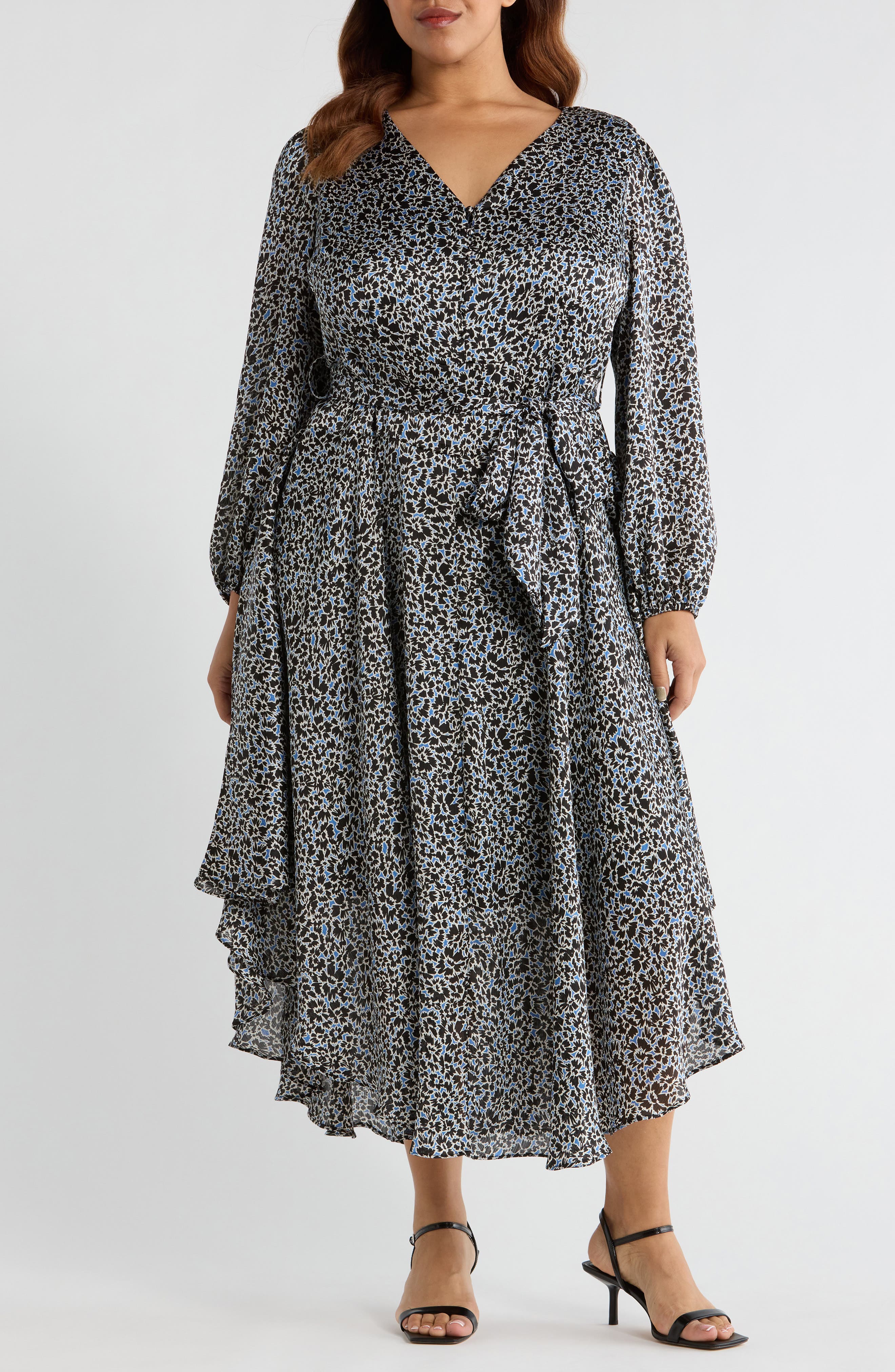 Vince Camuto Floral Tie Waist Maxi Dress