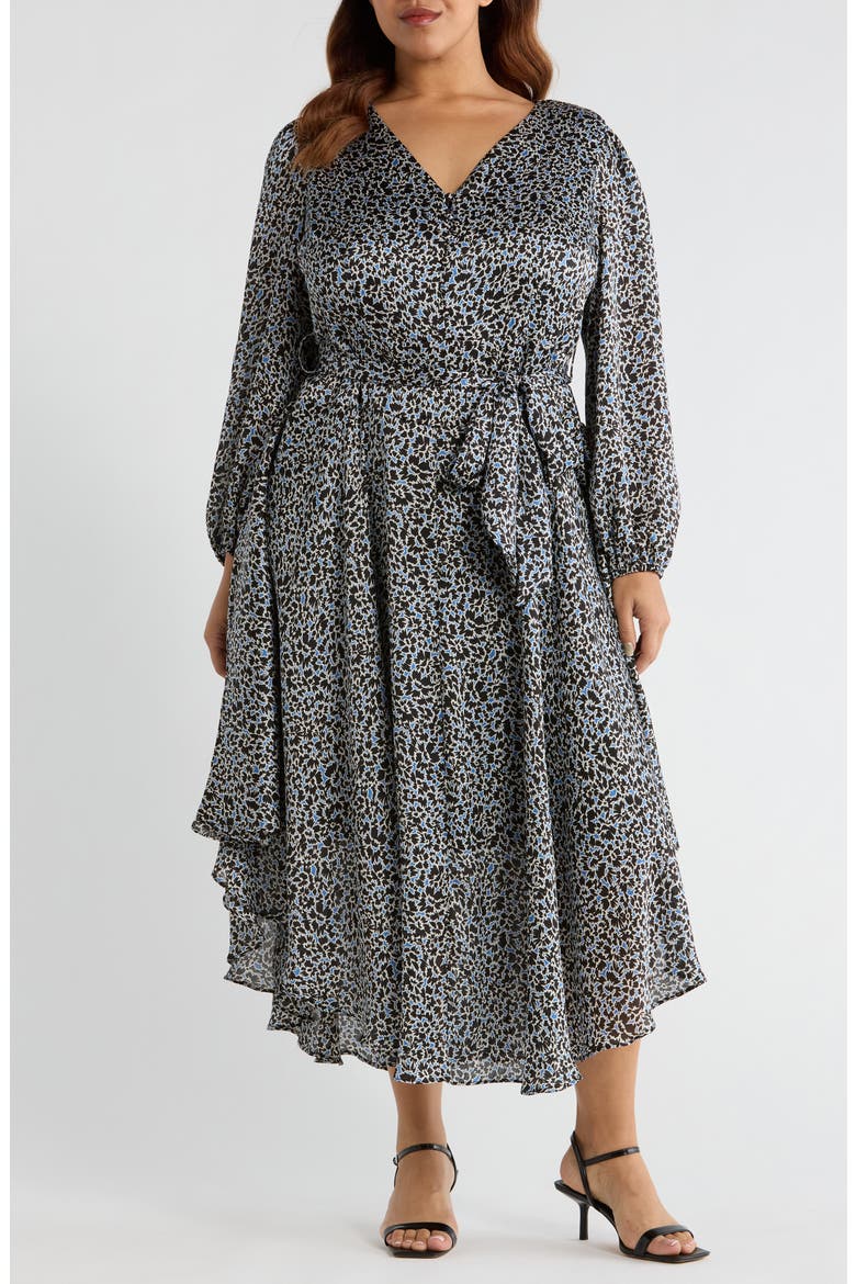 Floral Tie Waist Maxi Dress, Main, color, CLASSIC BLUE