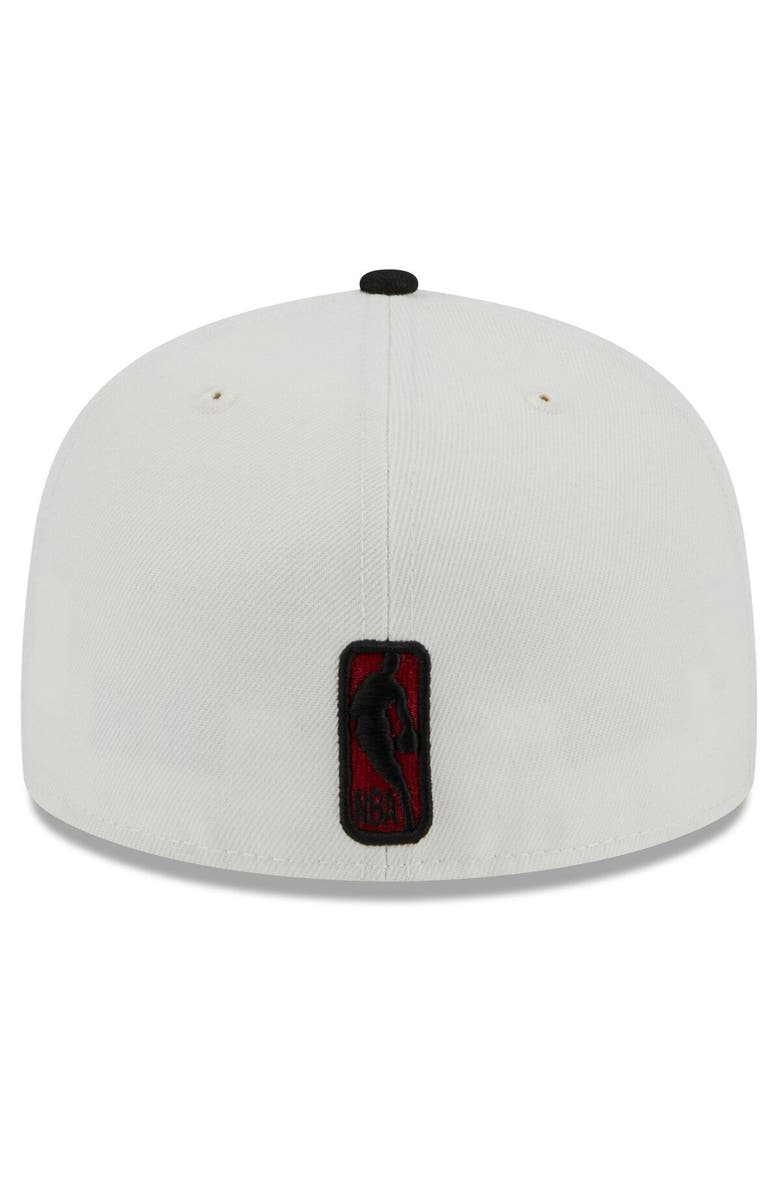 New Era Men's New Era Cream/Black Miami Heat Retro City Conference Side Patch 59FIFTY Fitted Hat, Alternate, color, 