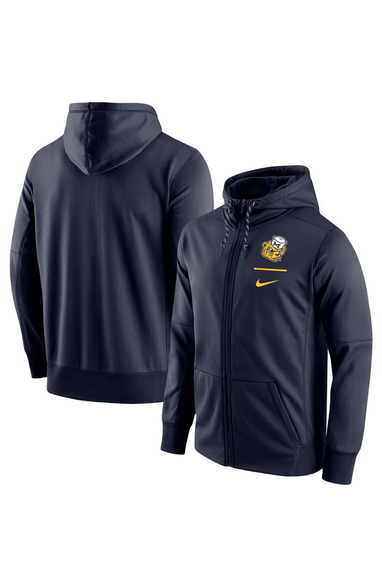 Nike Men's Nike Navy Michigan Wolverines Throwback Logo Stack Performance Full-Zip Hoodie, Alternate, color, 