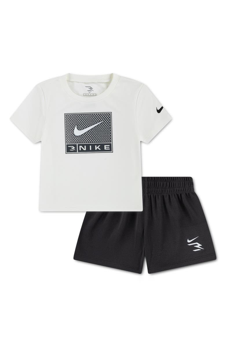 3 Brand Swoosh Logo Graphic T-Shirt & Mesh Shorts Set, Main, color, Sail