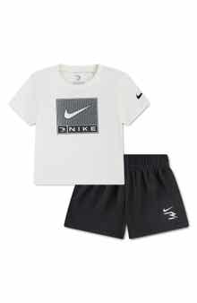 3 Brand Swoosh Logo Graphic T-Shirt & Mesh Shorts Set