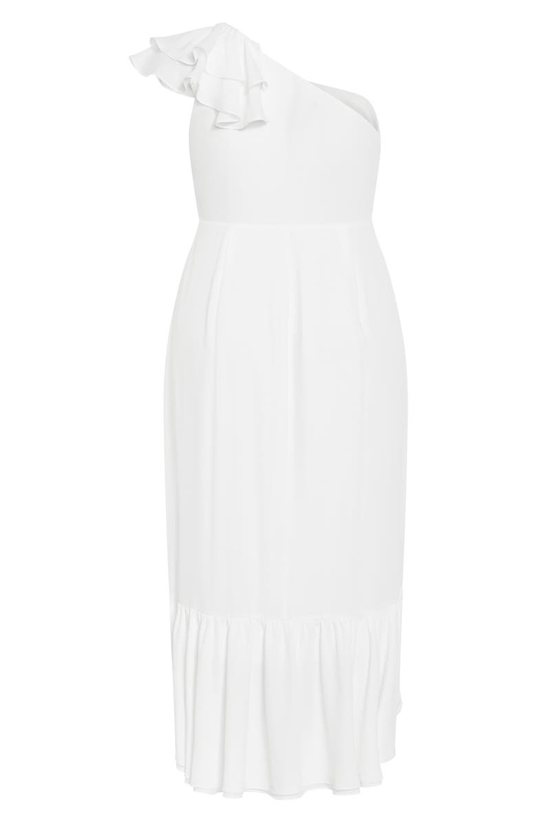 City Chic Izabela One-Shoulder Ruffle Maxi Dress, Alternate, color, Ivory
