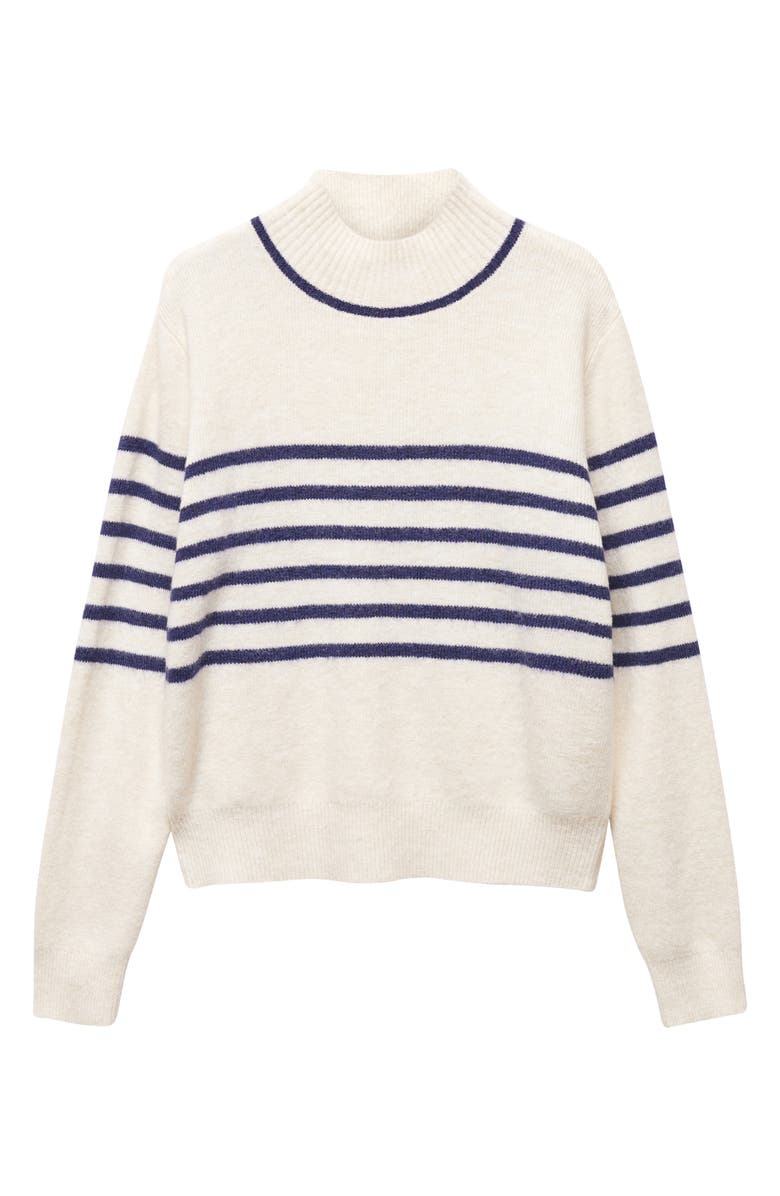 MANGO Stripe Fuzzy Mock Neck Sweater, Alternate, color, 