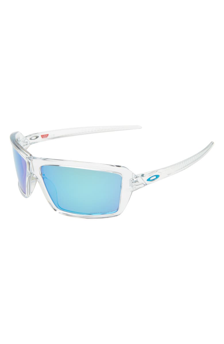 Oakley 63mm Polarized Rectangular Sunglasses, Alternate, color, Blue/ Clear