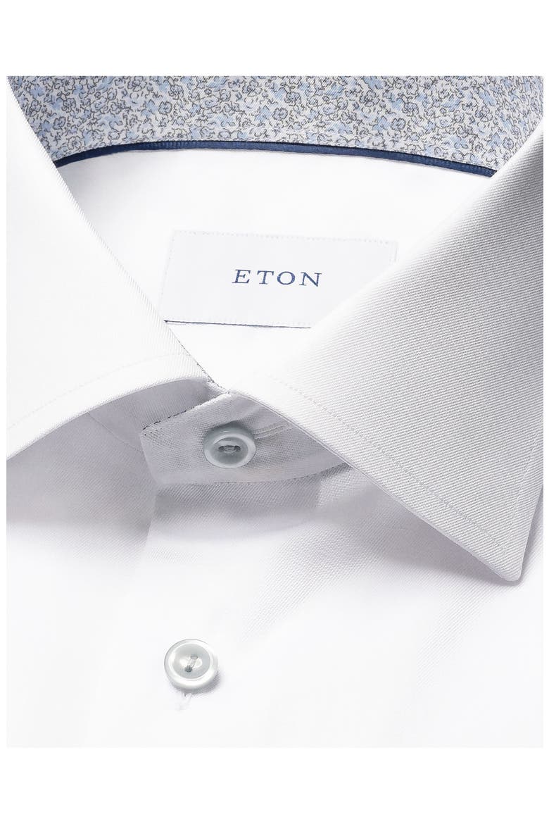 Slim Fit Solid with Floral Detail Signature Twill Button-Up Shirt, Alternate, color, WHITE