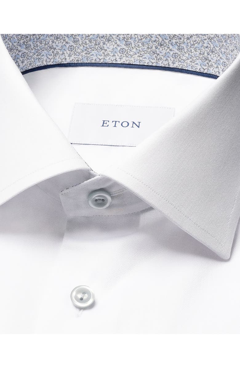 Eton Slim Fit Solid White Crease Resistant Cotton Twill Dress Shirt, Alternate, color, White