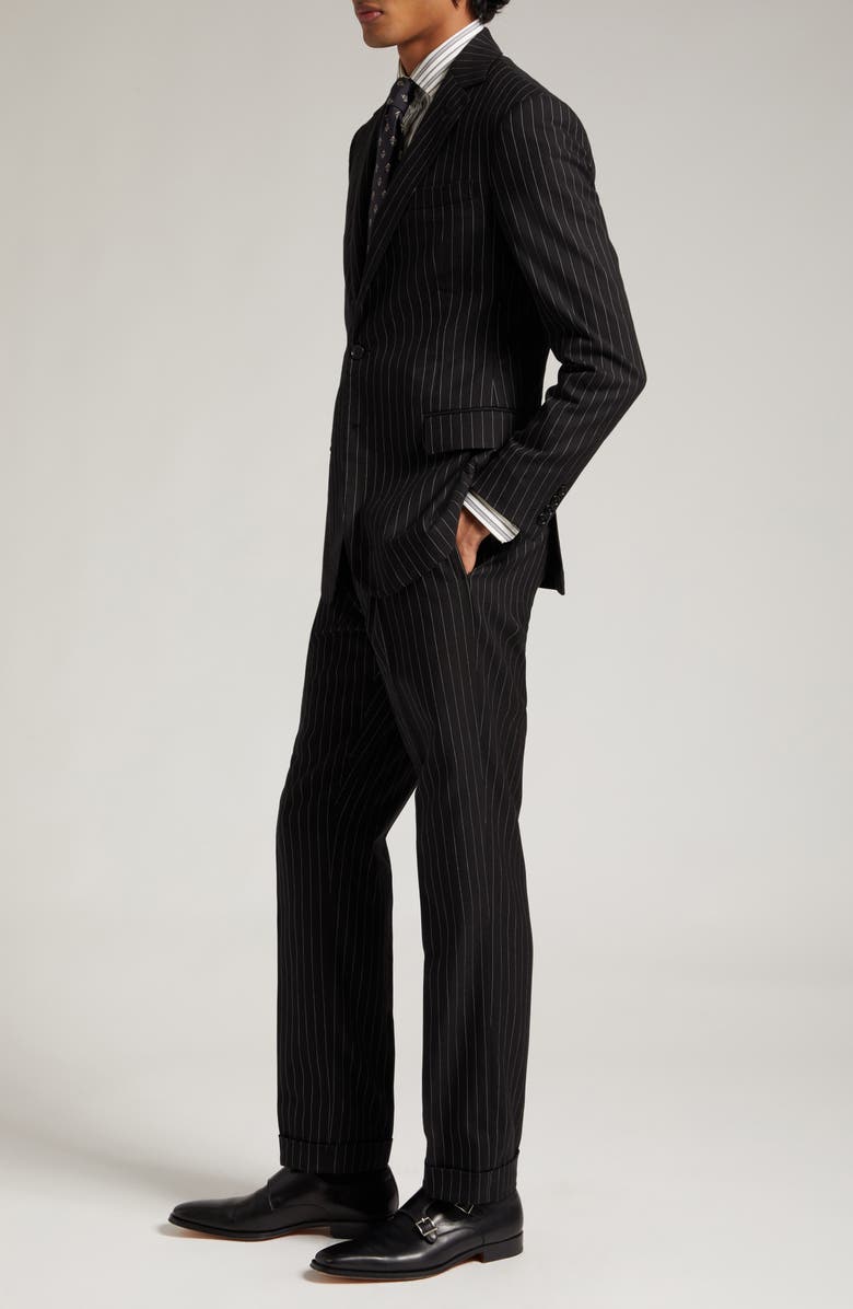 Ralph Lauren Purple Label Kent Pinstripe Cotton & Silk Suit, Alternate, color,