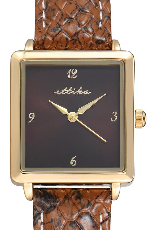 Ettika Square Case Leather Strap Watch In Gold