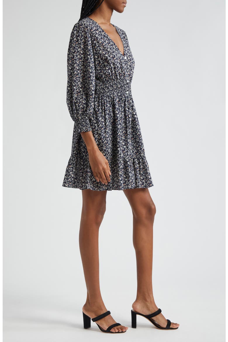 Katari Floral Smocked Cotton Minidress, Alternate, color, NAVY MULTI