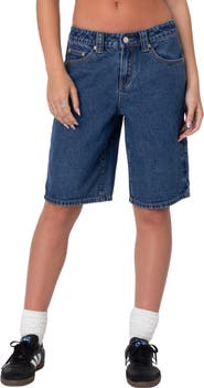 EDIKTED Star Low Rise Denim Bermuda Shorts
