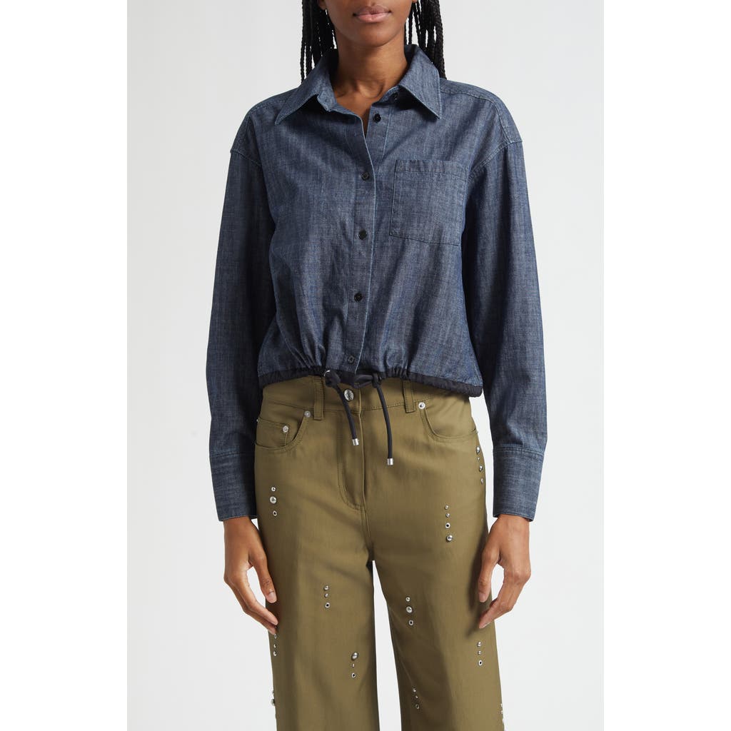 3.1 Phillip Lim Drawcord Hem Denim Button-up Shirt In Blue