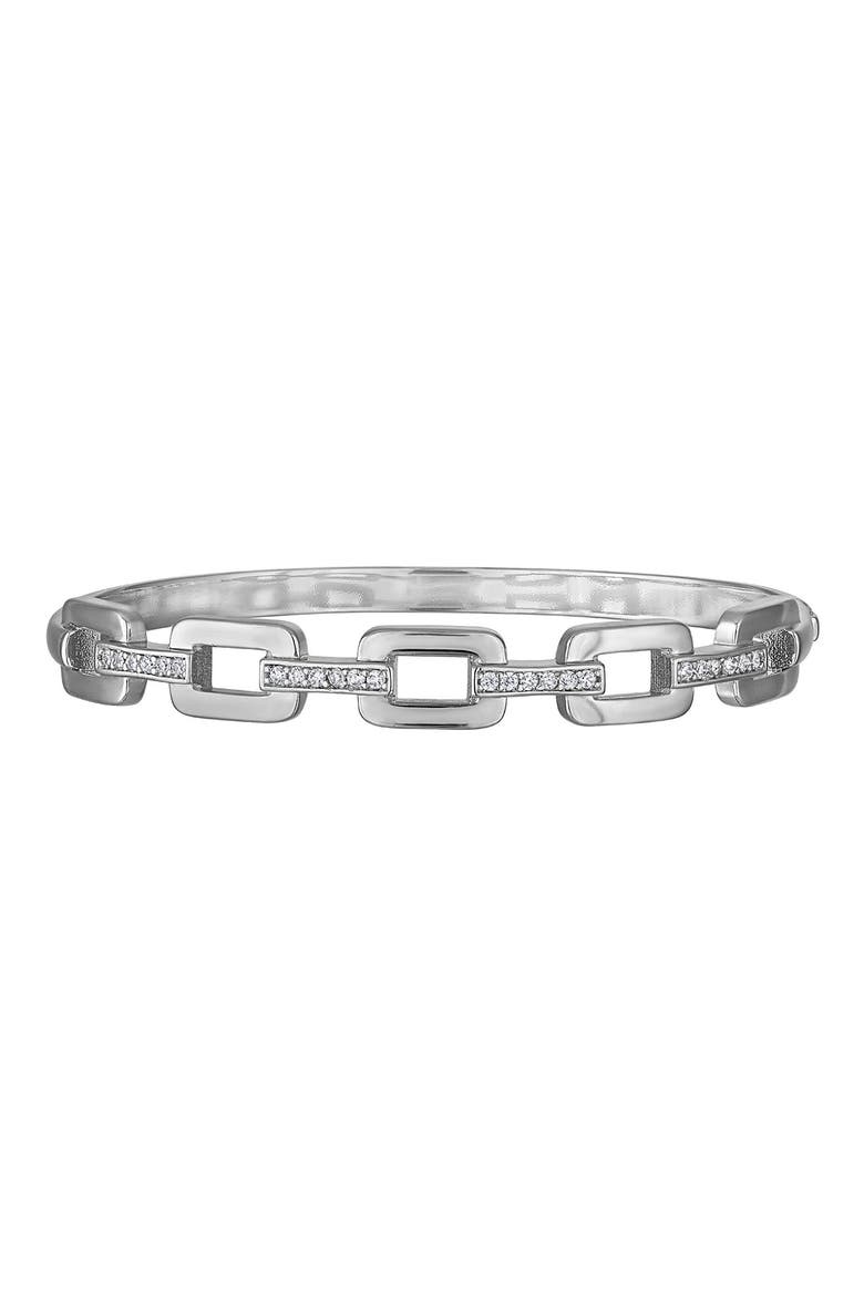 Cubic Zirconia Link Bangle Bracelet, Main, color, SILVER