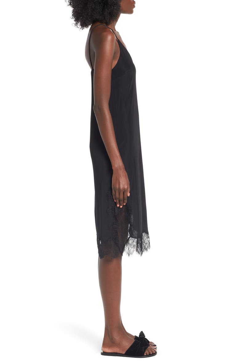 Lace Trim Slipdress, Alternate, color, BLACK
