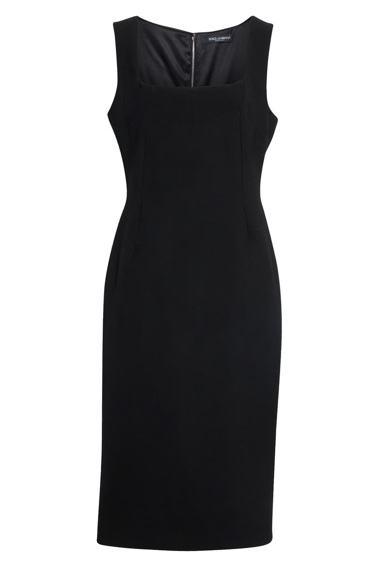 Virgin Wool Double Crepe Dress, Alternate, color, BLACK