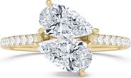 HauteCarat Twin Pear Cut Pavé Lab Grown Diamond Ring