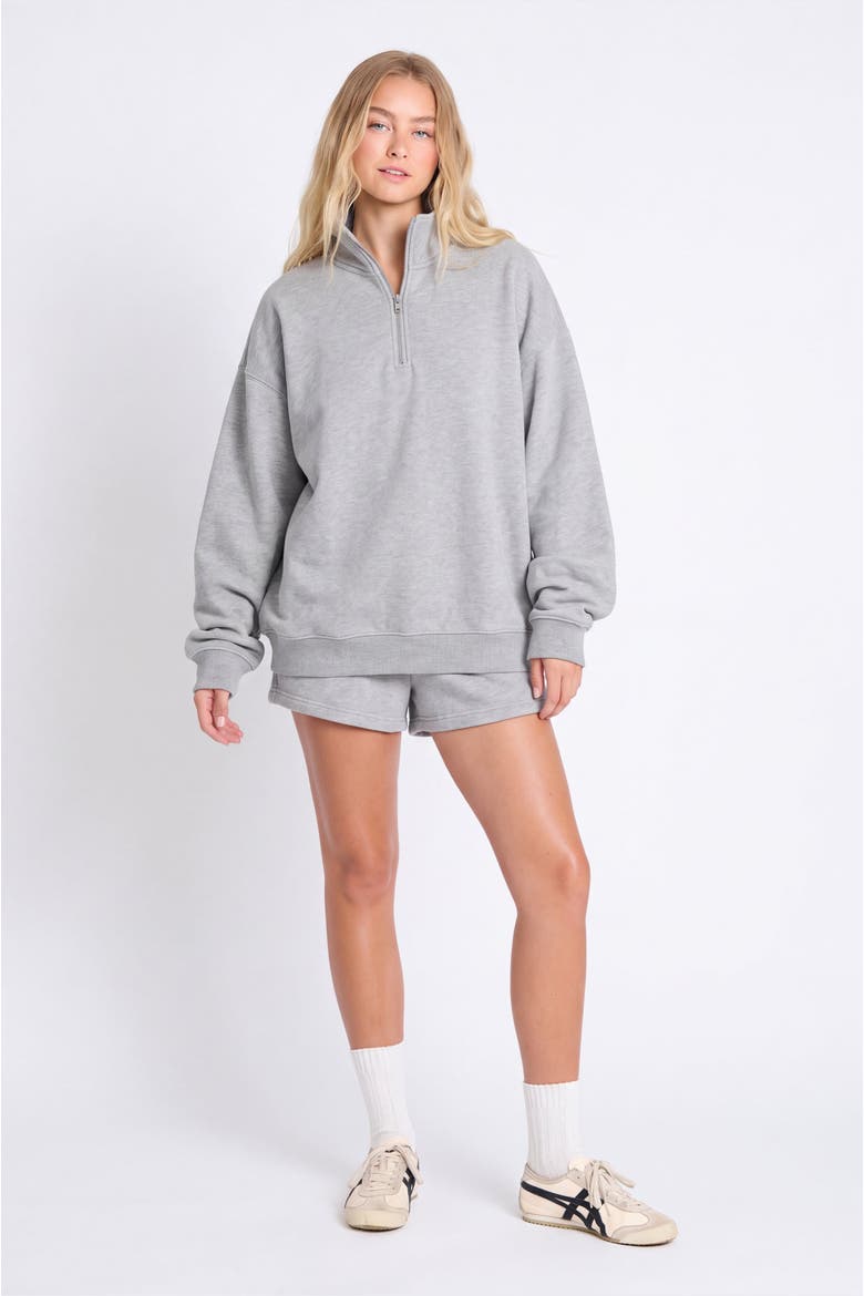 Oversized Quarter Zip Fleece Pullover, Alternate, color, Grey