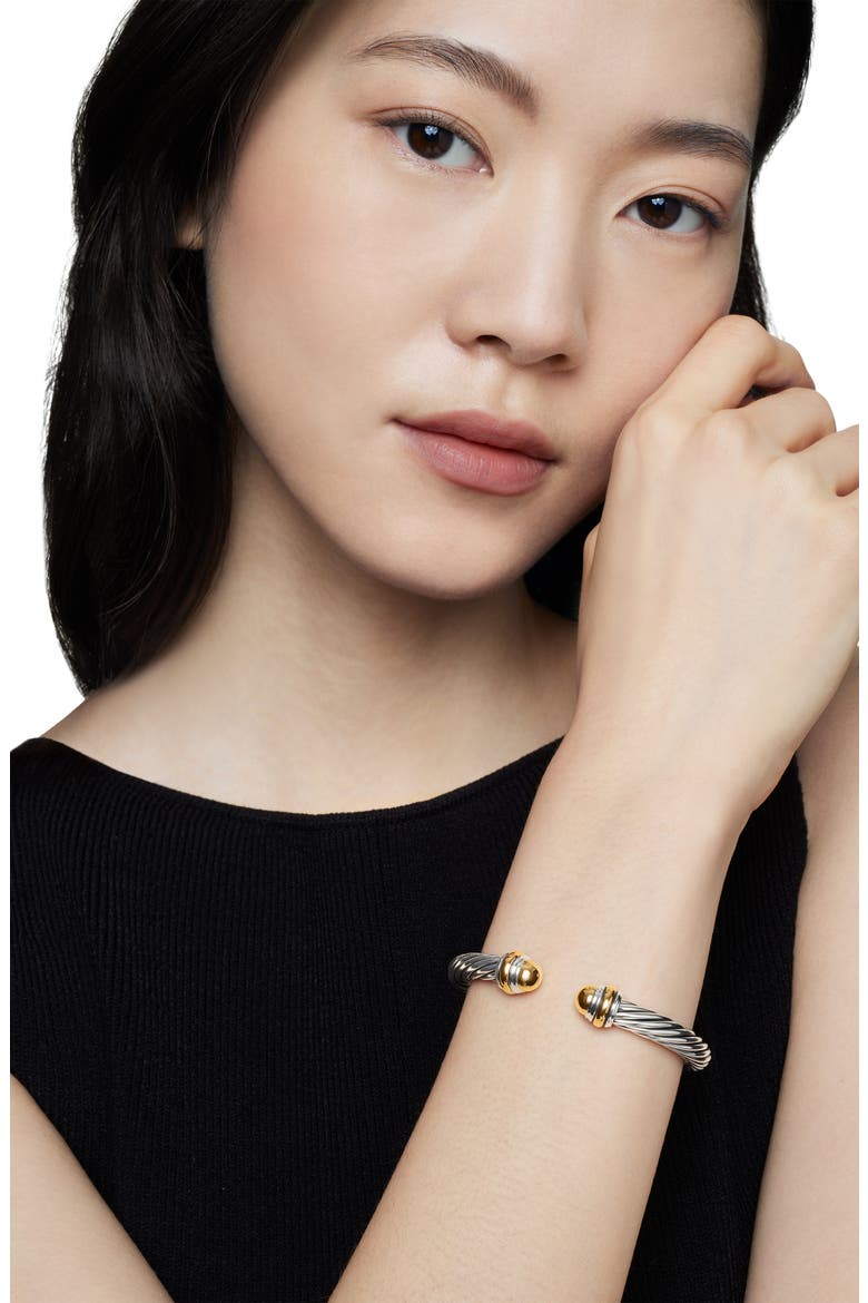 Classic Cable Bracelet in Sterling Silver with 14K Yellow Gold and Semiprecious Stones, 7mm, Alternate, color, GOLD DOME
