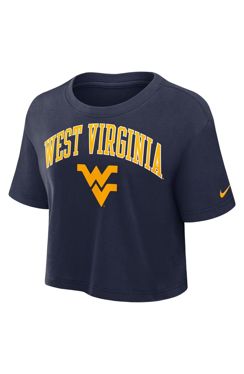 Nike Women's Nike Navy West Virginia Mountaineers Power Pursuit Athletic Prep Arch Performance Cropped T-Shirt, Alternate, color, 