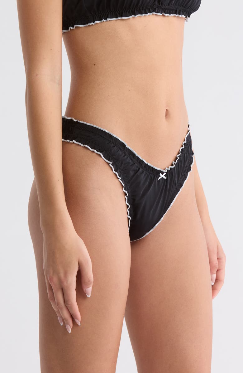 PacSun Arriety Ruffle Bikini Bottoms, Alternate, color, Meteorite W White Bow