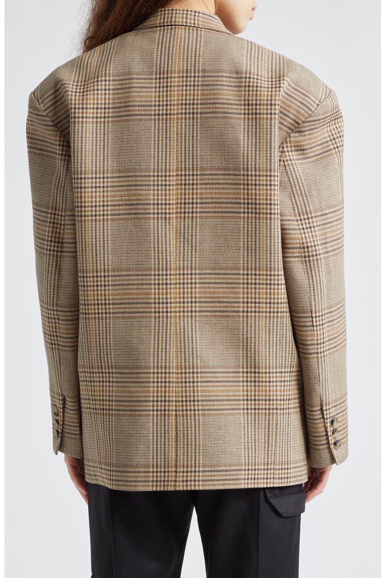 Massive One-Button Plaid Cotton & Linen Blazer, Alternate, color, SAND GLEN CHECK