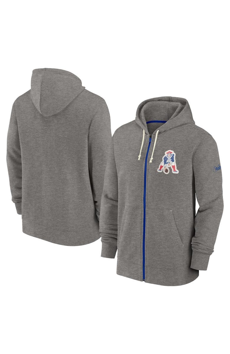 Nike Men's Nike Heather Charcoal New England Patriots Historic Lifestyle Full-Zip Hoodie, Main, color, Heather Charcoal