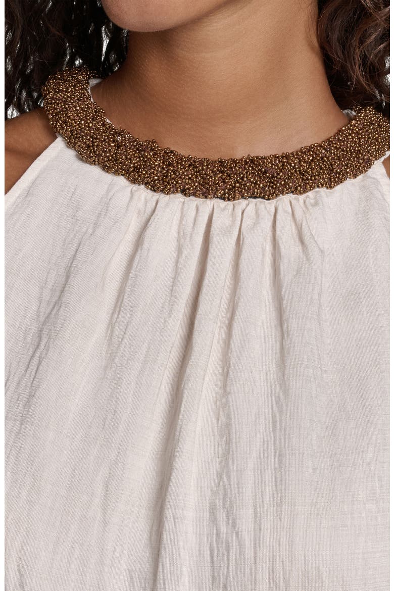 Embellished Neck Sleeveless Top, Alternate, color, BISQUE