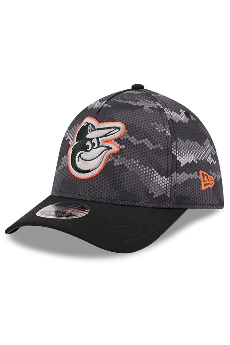 Men's New Era Black Baltimore Orioles Camo 39THIRTY A-Frame Flex Hat, Main, color, Black