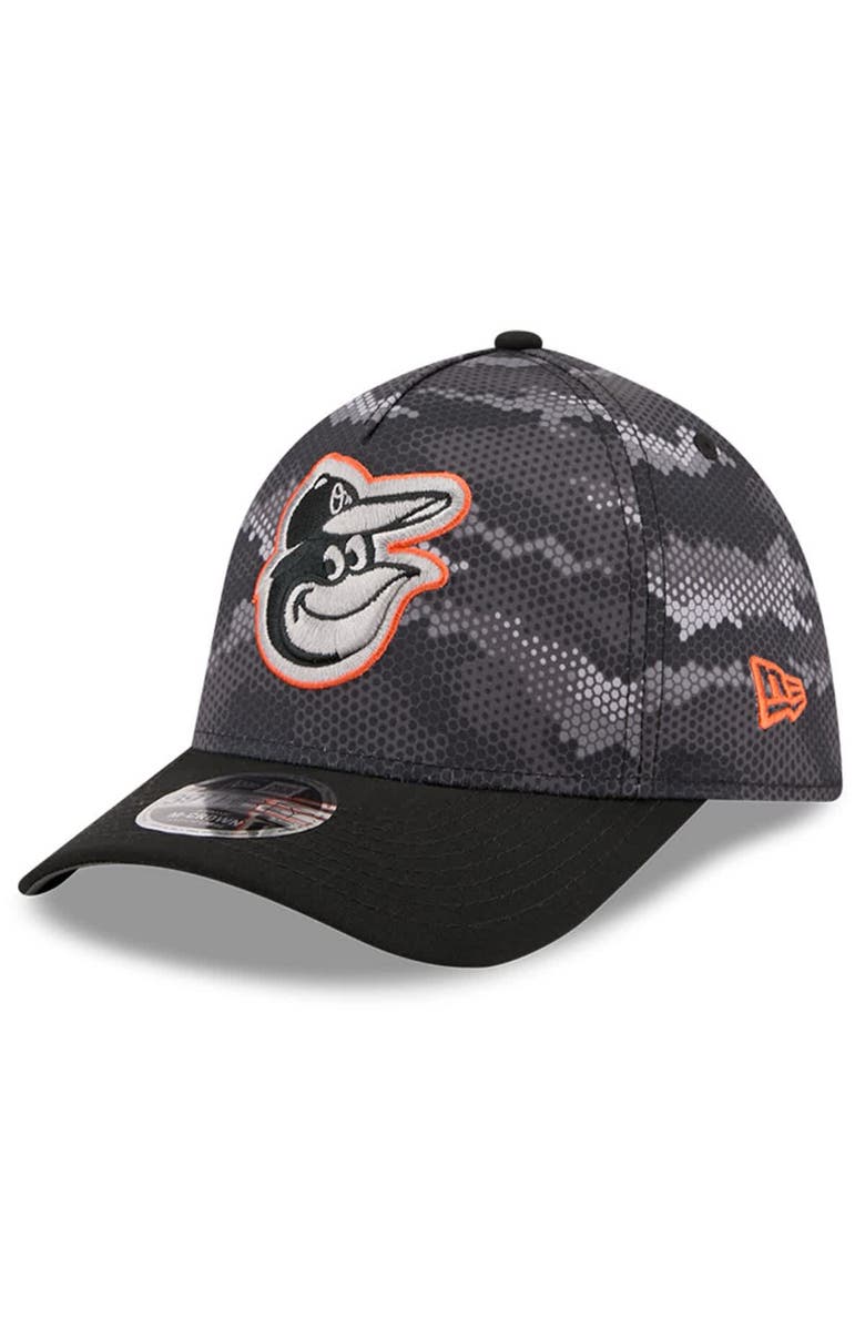 New Era Men's New Era Black Baltimore Orioles Camo 39THIRTY A-Frame Flex Hat, Main, color, Black