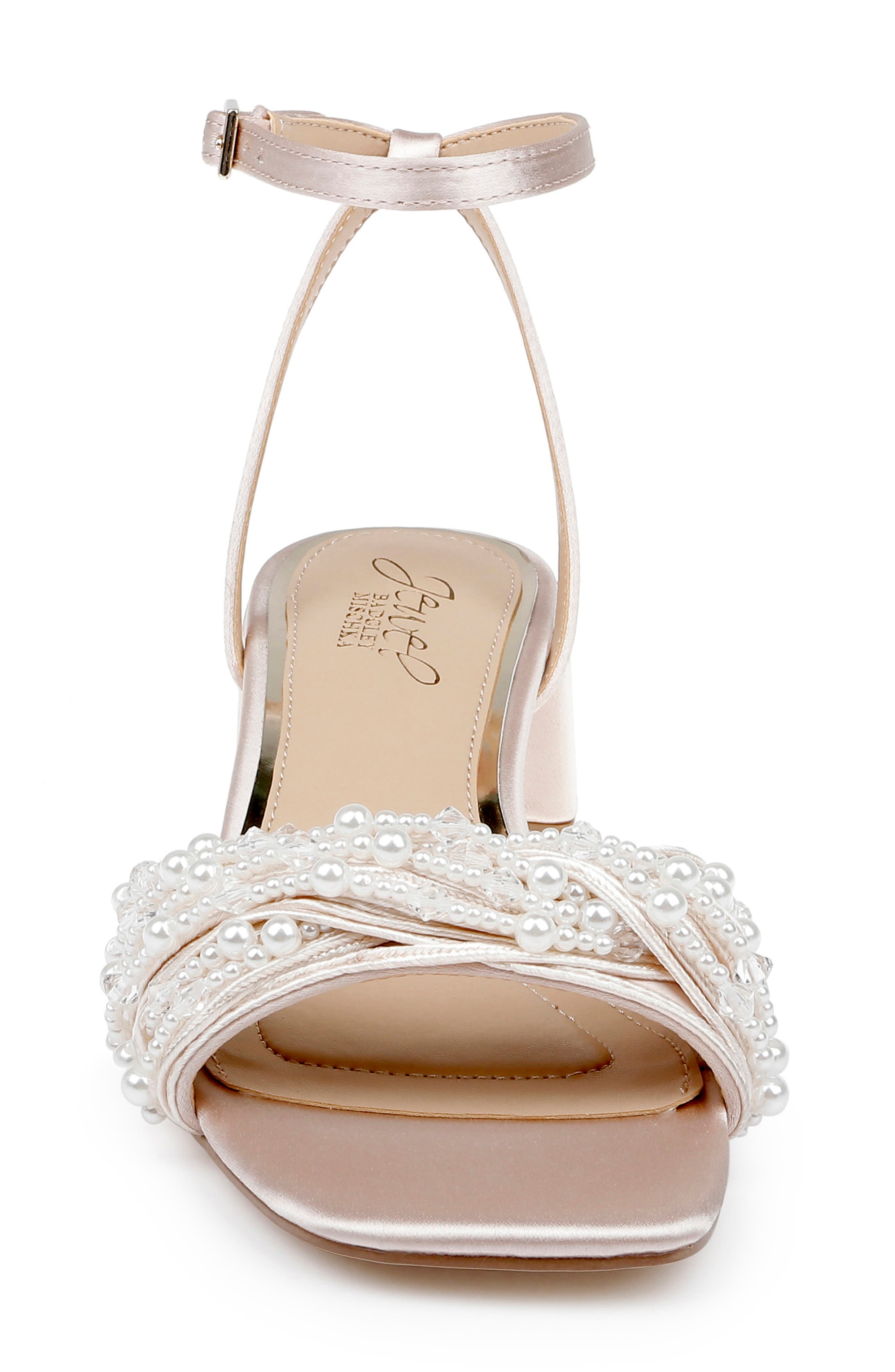 Jewel Badgley Mischka Fallon Ankle Strap Sandal, Alternate, color, Champagne Satin