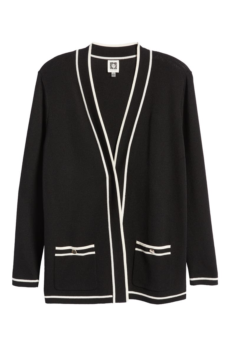 Malibu Tipped Cardigan, Alternate, color, ANNE BLACK/ ANNE WHITE