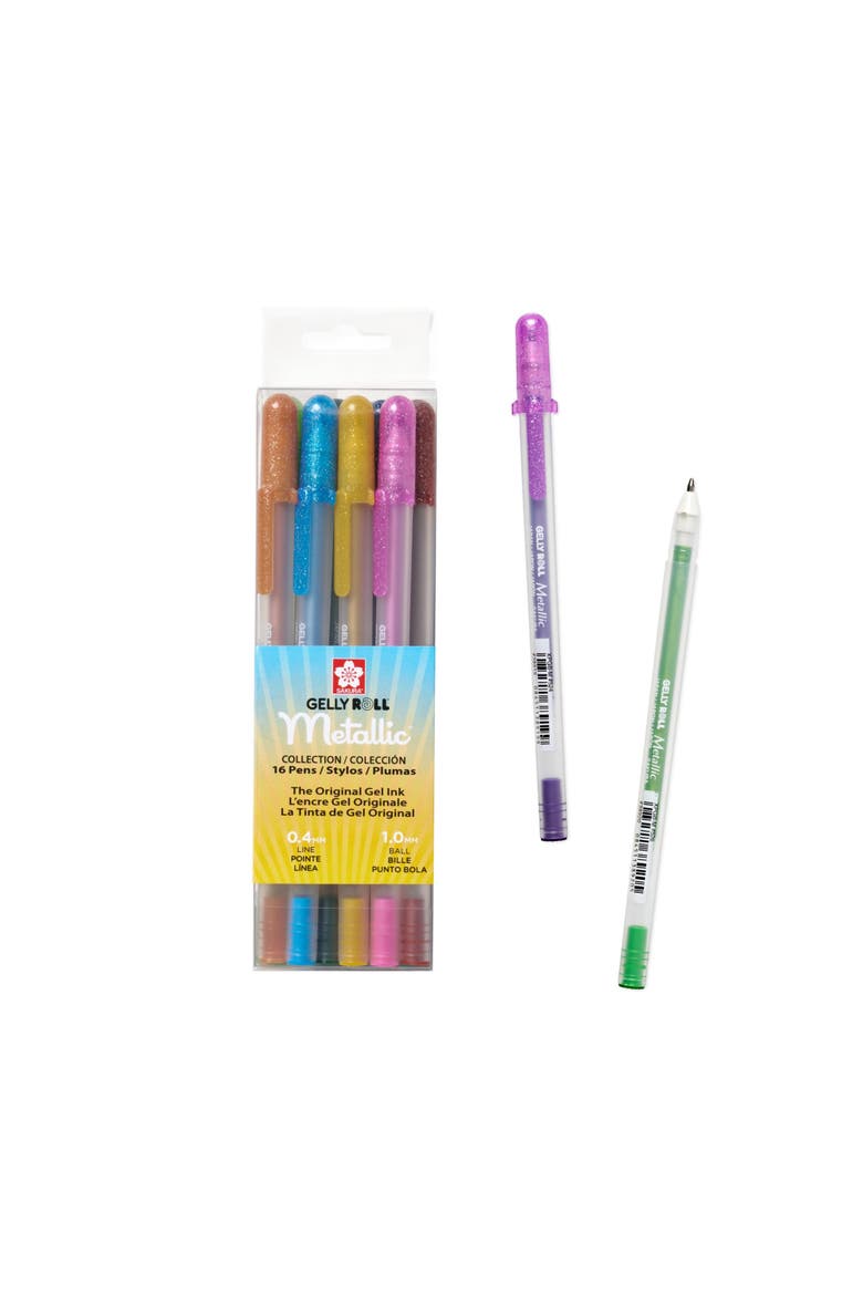 57369 16-Piece Gelly Roll Metallic Assorted Colors Cube Collection Gel Pen Set, Main, color, Multicolor
